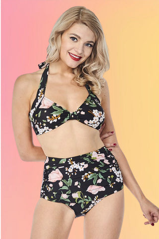 Vintage Style 2 Piece Swimsuit: Yellow