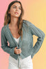 Cotton Crochet Tie-Front Cardigan: Soft Blue