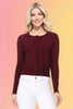 Long Sleeve Crewneck Cardi: Burgundy