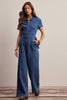 Blue Haze Stretch Denim Jumpsuit