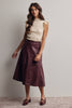 Faux Leather A-Line Midi Skirt: Burgundy
