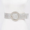 Silver Stetch Rattan Rhinestone Belt