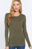 Crew Neck Cotton Spandex Jersey Top:Olive