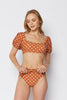 Puff Sleeve Bikini: Rust Dots