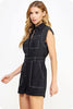 Top-stitch Vintage Style Romper: Black