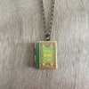Book Locket Necklace - Little Women - Green Filagree: Bronze