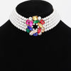 Rainbow Rhinestone Pearl Choker