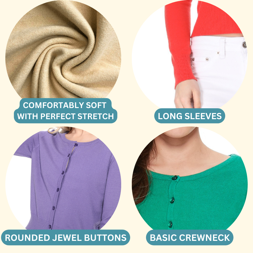 Long Sleeve Crew Cardi:Blueberry