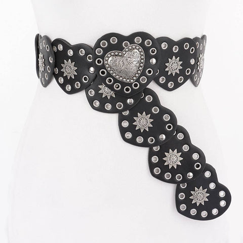 Retro Heart Stretch Belt: Rainbow