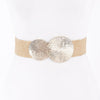 Round Buckle Stretch Rattan Belt: Gold