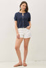 Cotton Crochet Cardigan: Indigo