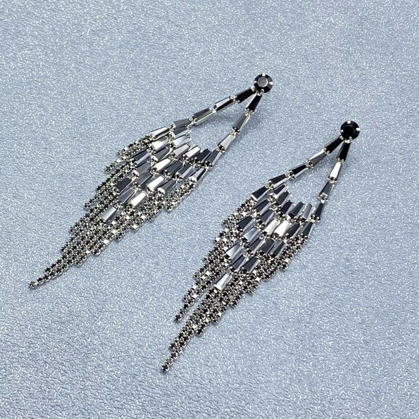 Black Stone Chandelier Earrings