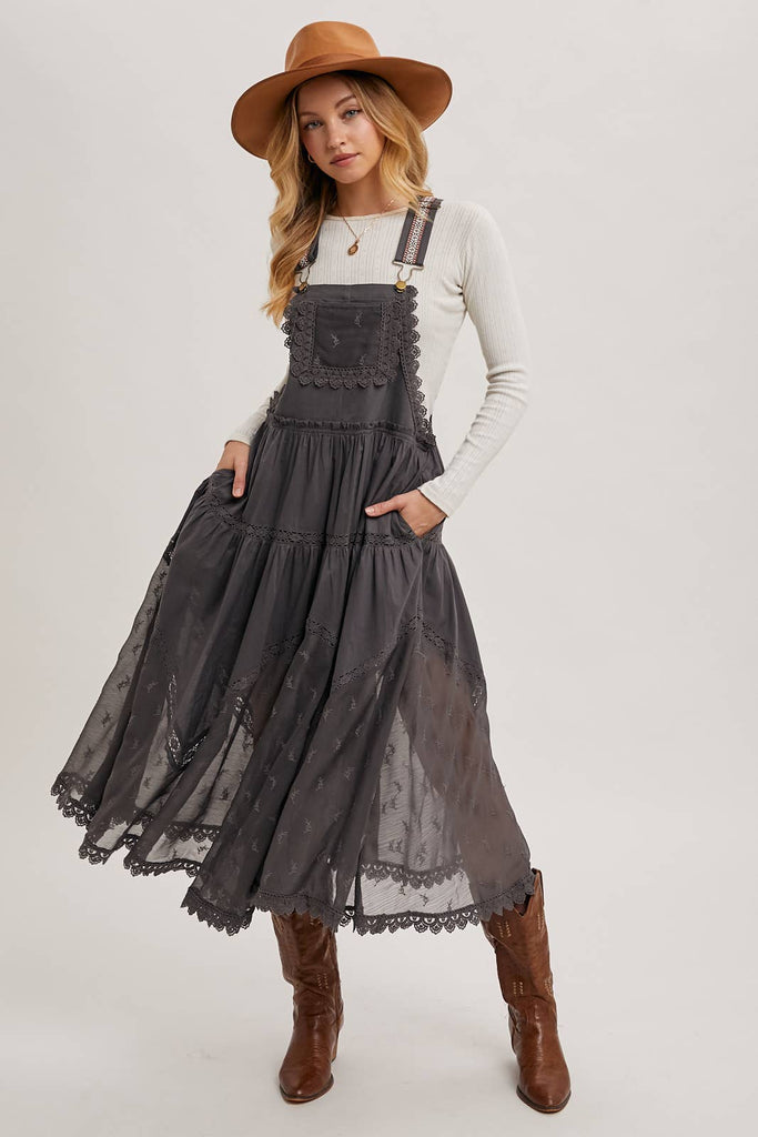 Lace Embroidered Overall Dress