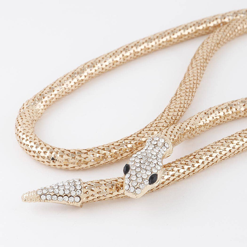 Jeweled Snake Coil Necklace: Gold