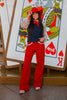 Red Stretch Denim Western Jeans