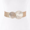 Round Buckle Stretch Rattan Belt: Gold