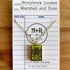Book Locket Necklace - Sense and Sensibility - Vintage Green: Brass