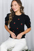 Cherry Embroidered Crew Neck Sweater