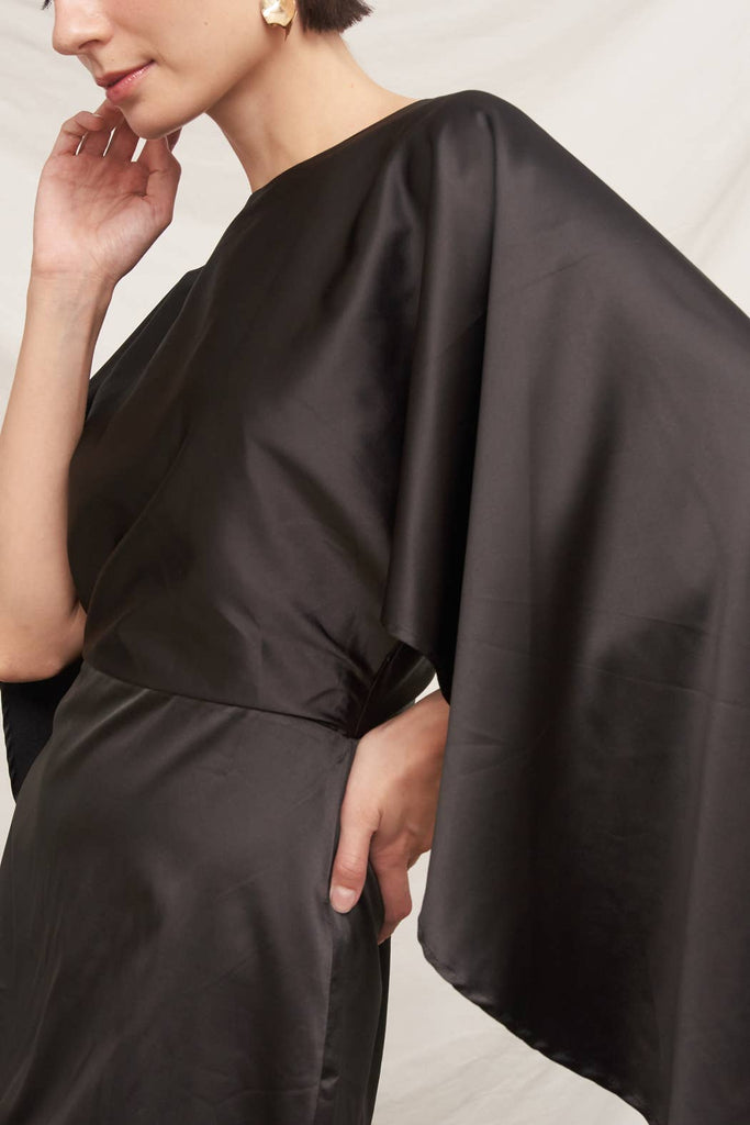 Batwing Sleeve Satin Mini Dress