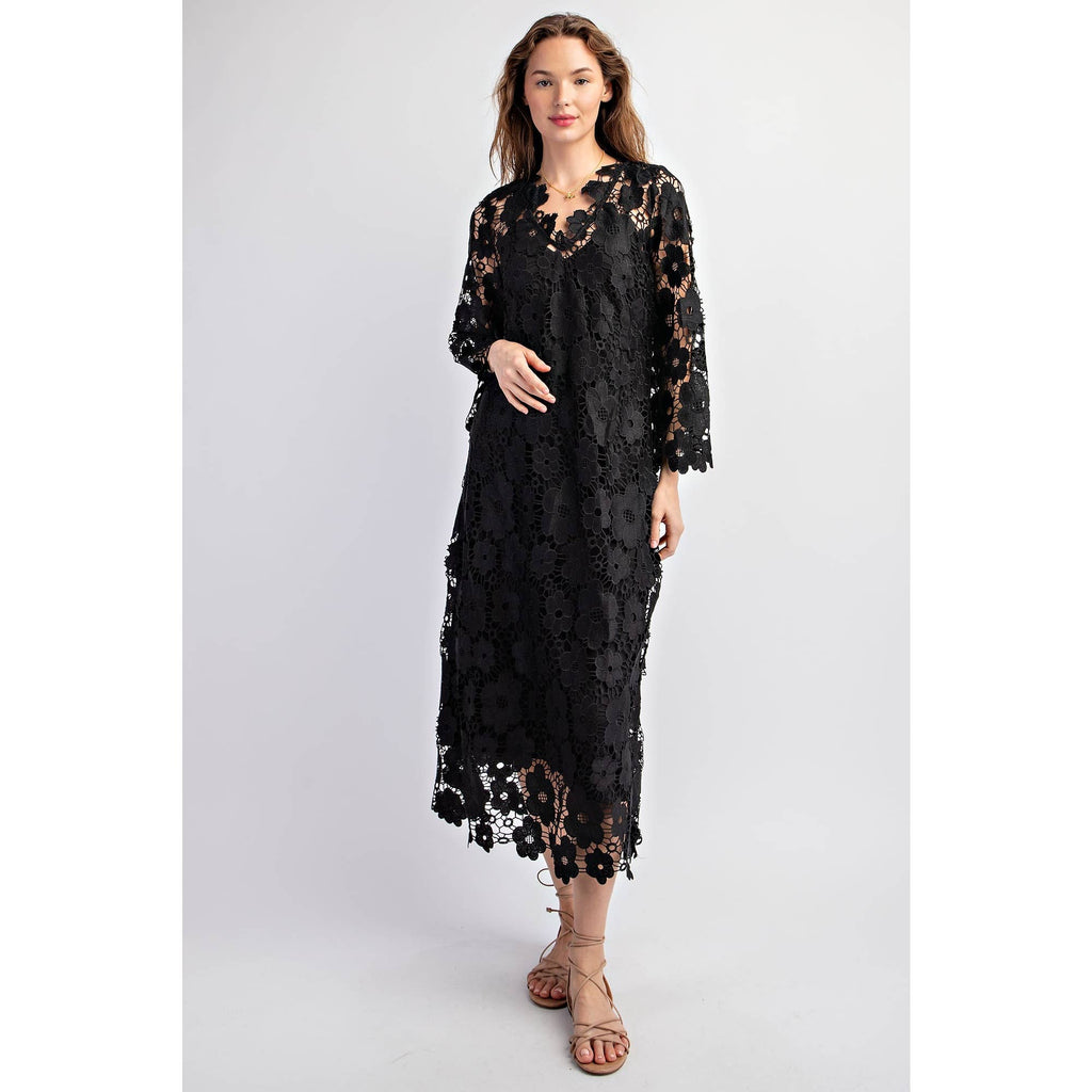 Crocheted Lace Relaxed Fit Dress
