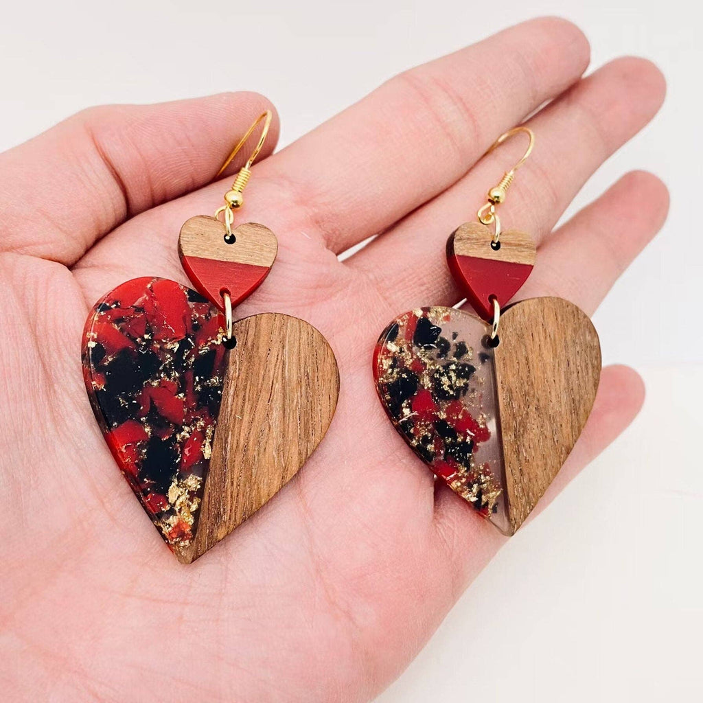 Wooden and Resin Earring: Blue Moon