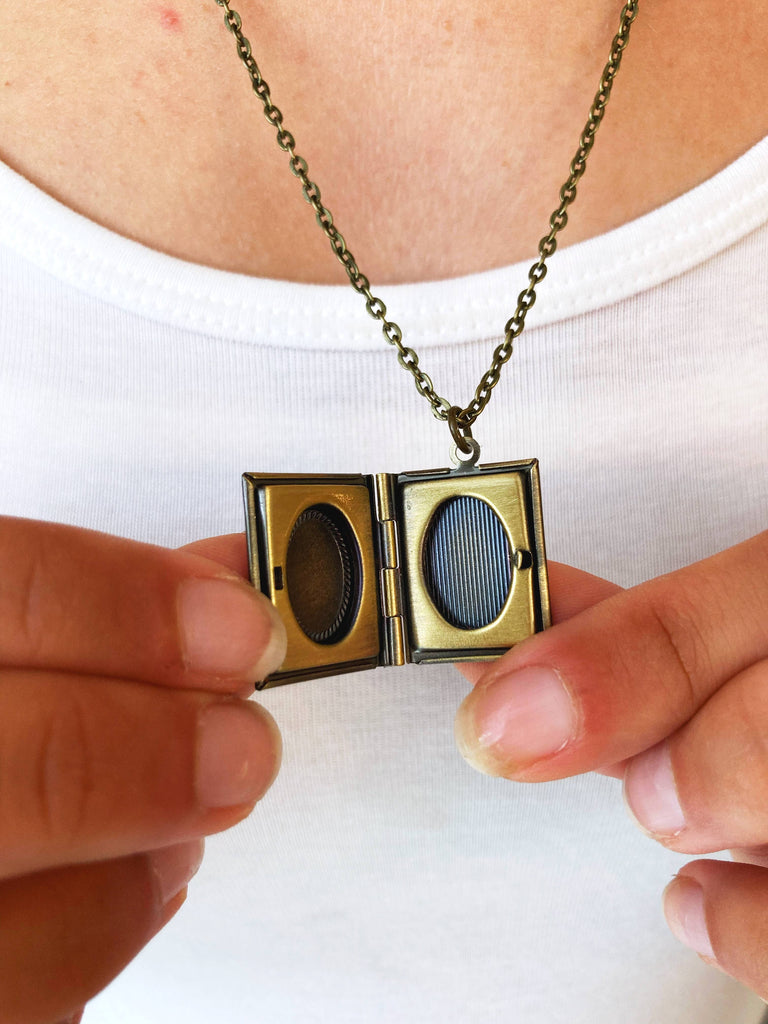 Book Locket Necklace - Black Beauty: Bronze