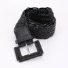 Braided Vegan Leather Buckle Belt: Black