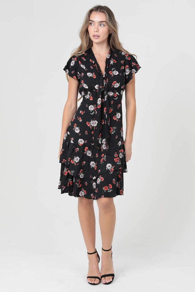 Wild Roses Tie Front Dress