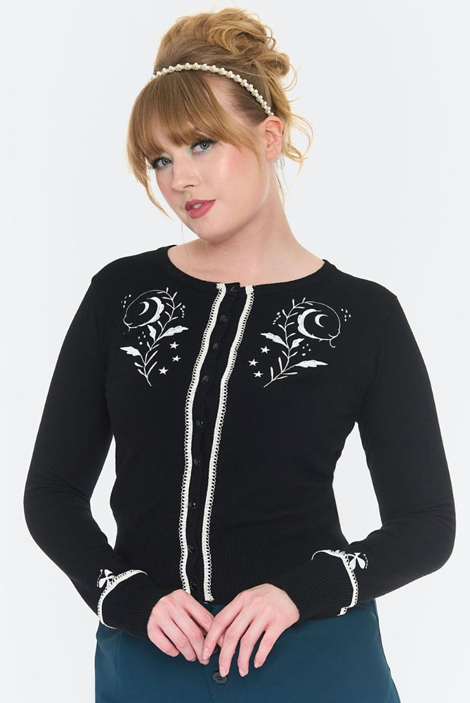 Moon Flower Embroidered Cardigan