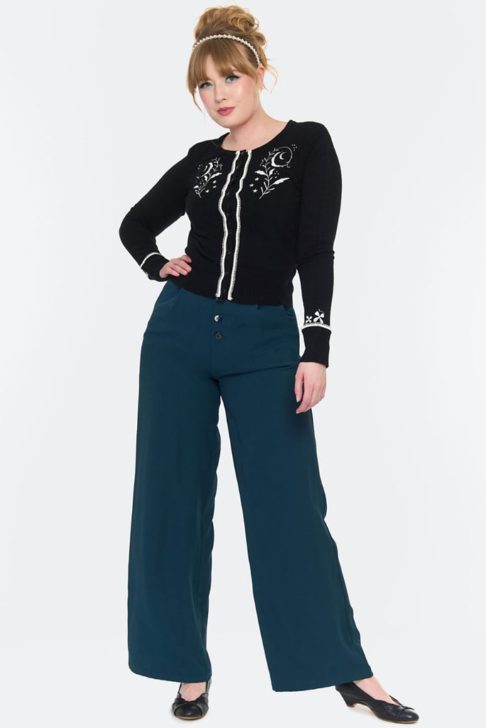 Moon Flower Embroidered Cardigan