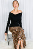 Leopard Print Bias Cut Satin Maxi Skirt