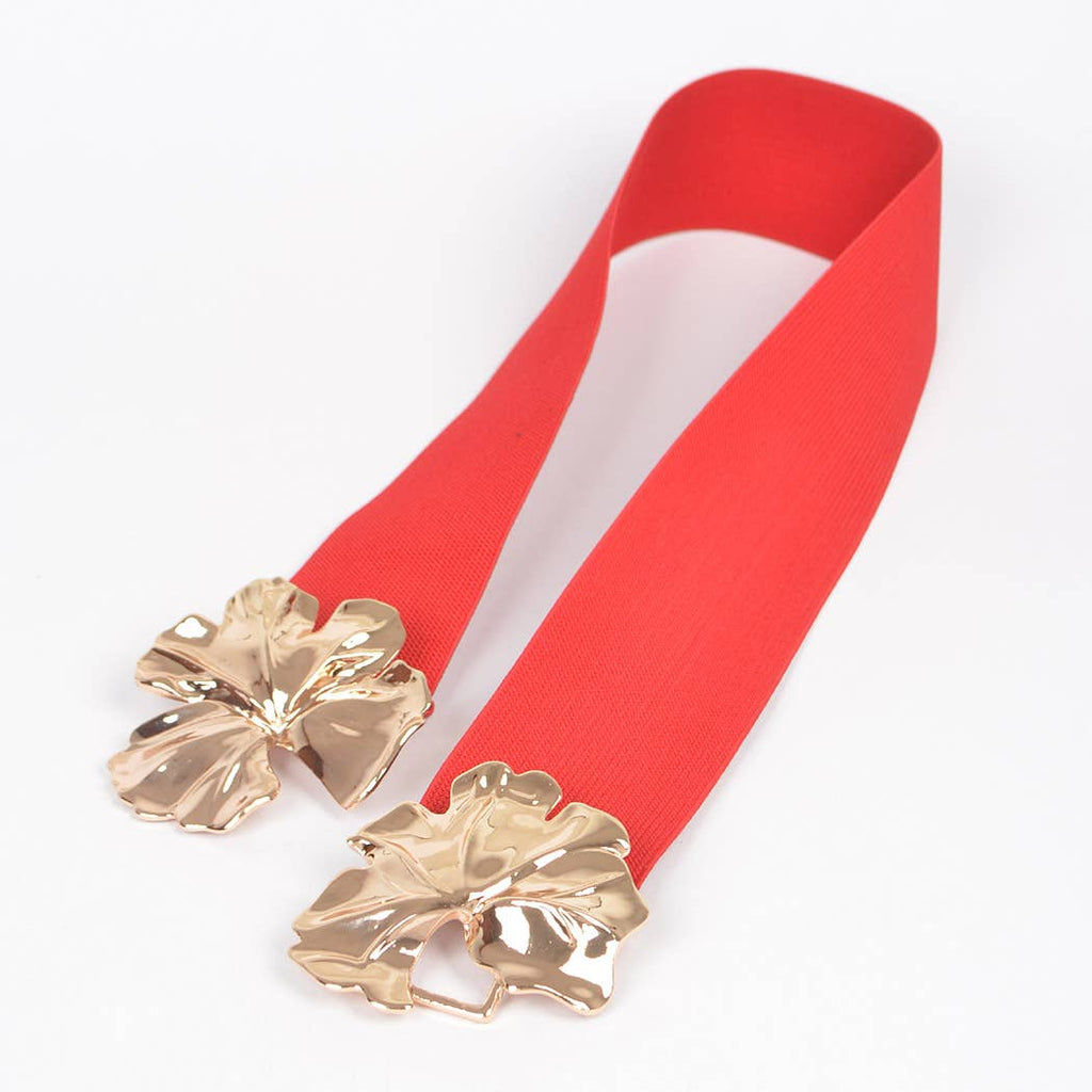 Metal Flower Elastic Belt: Cinammon