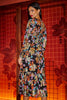 Floral With Gold Dress With Split Hemline