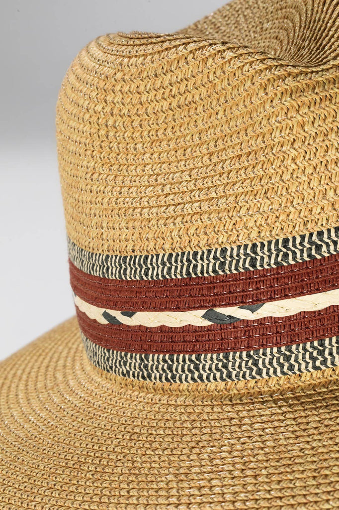 Braided Trim Panama Hat: Tan
