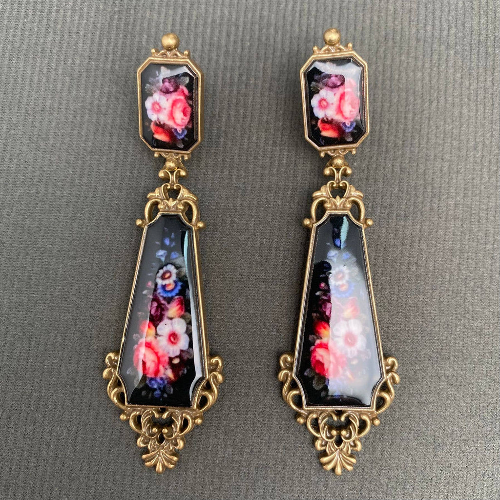 Vintage Glaze Flower Earrings