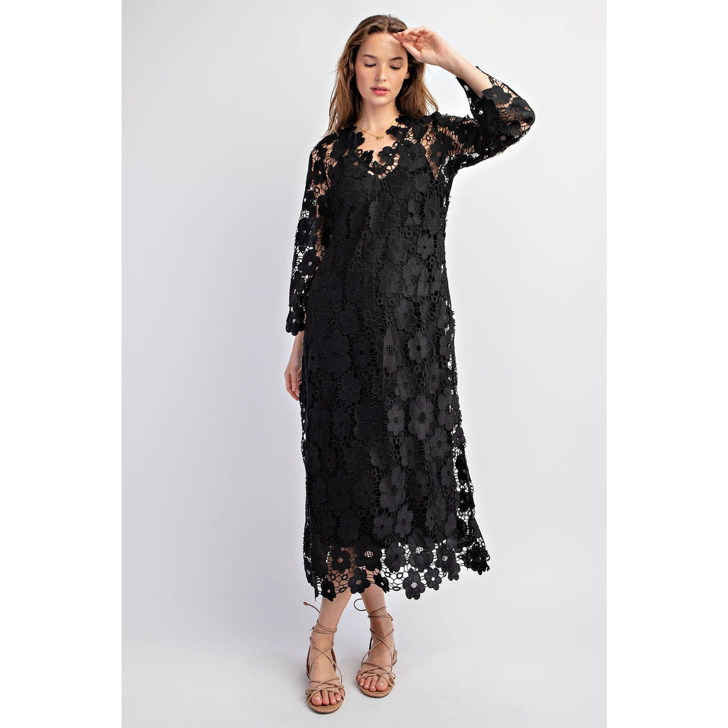 Crocheted Lace Relaxed Fit Dress