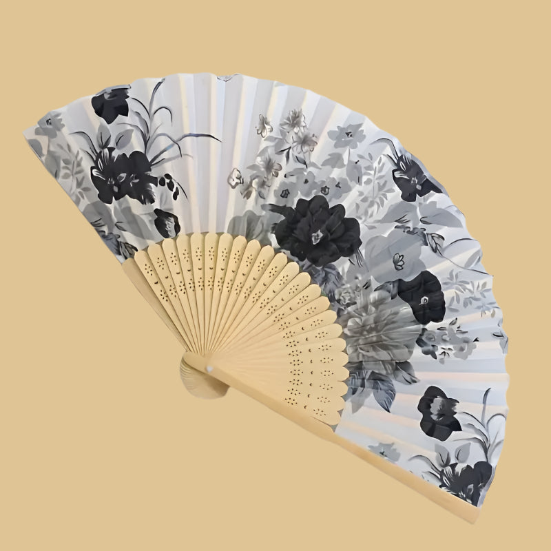 Peonie Rose Bamboo Base Fan9