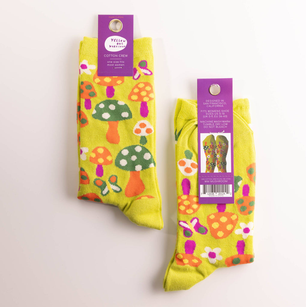 Mushroom Socks - 1970s Retro Crew Socks