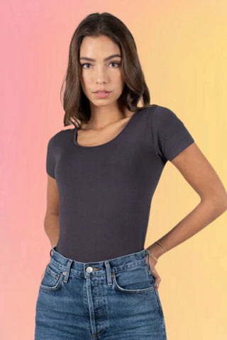 Bamboo Tank Bodysuit: Black