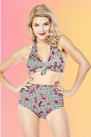 Vintage Style 2 Piece Swimsuit: Black