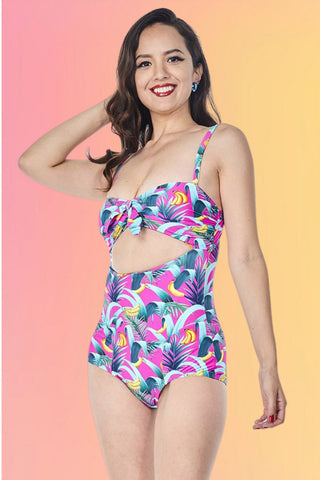 Vintage Style 2 Piece Swimsuit: Black Gingham