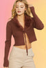 Fluffy Collar Cardigan: Chocolate