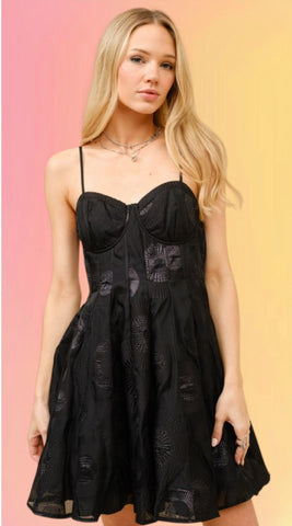 Black Star Glitter Midi Dress