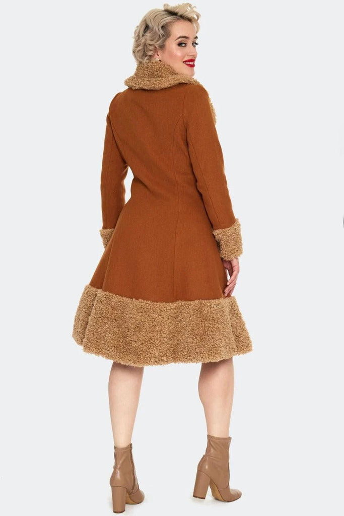 60's Style Faux Fur Trim Coat
