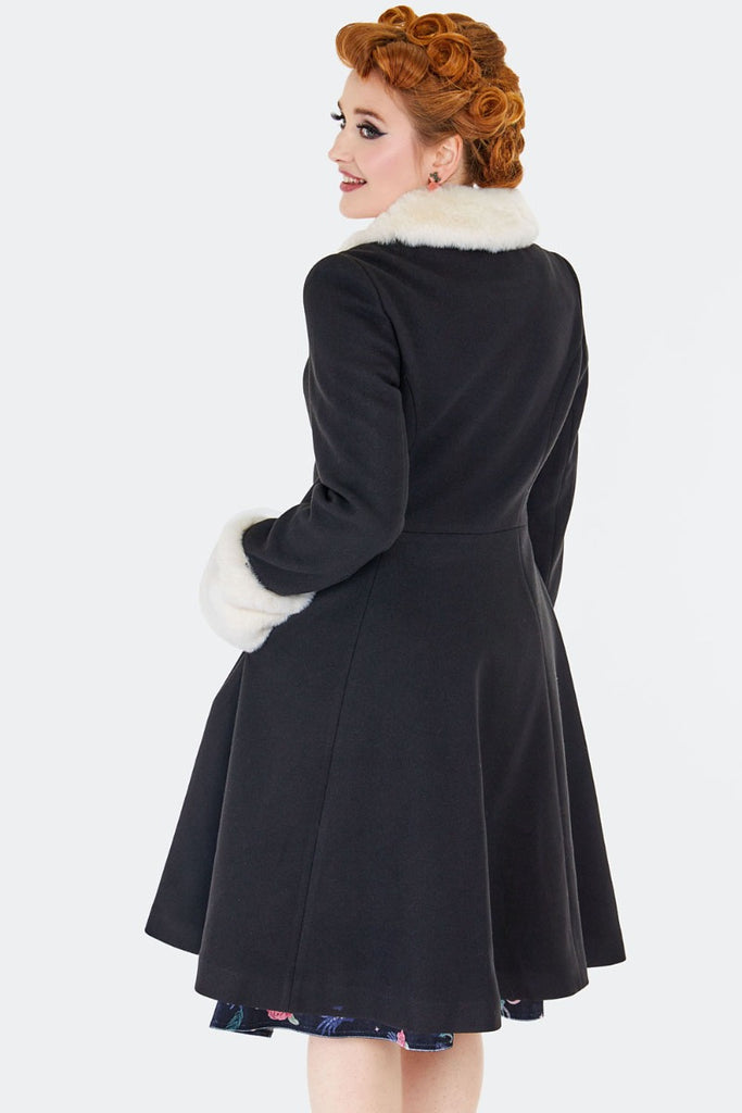 40's Style Faux Fur Trim Coat