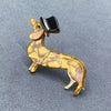 Dachshund with Topper Hat Acrylic Brooch