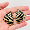 80's Black Striped Stud Earrings