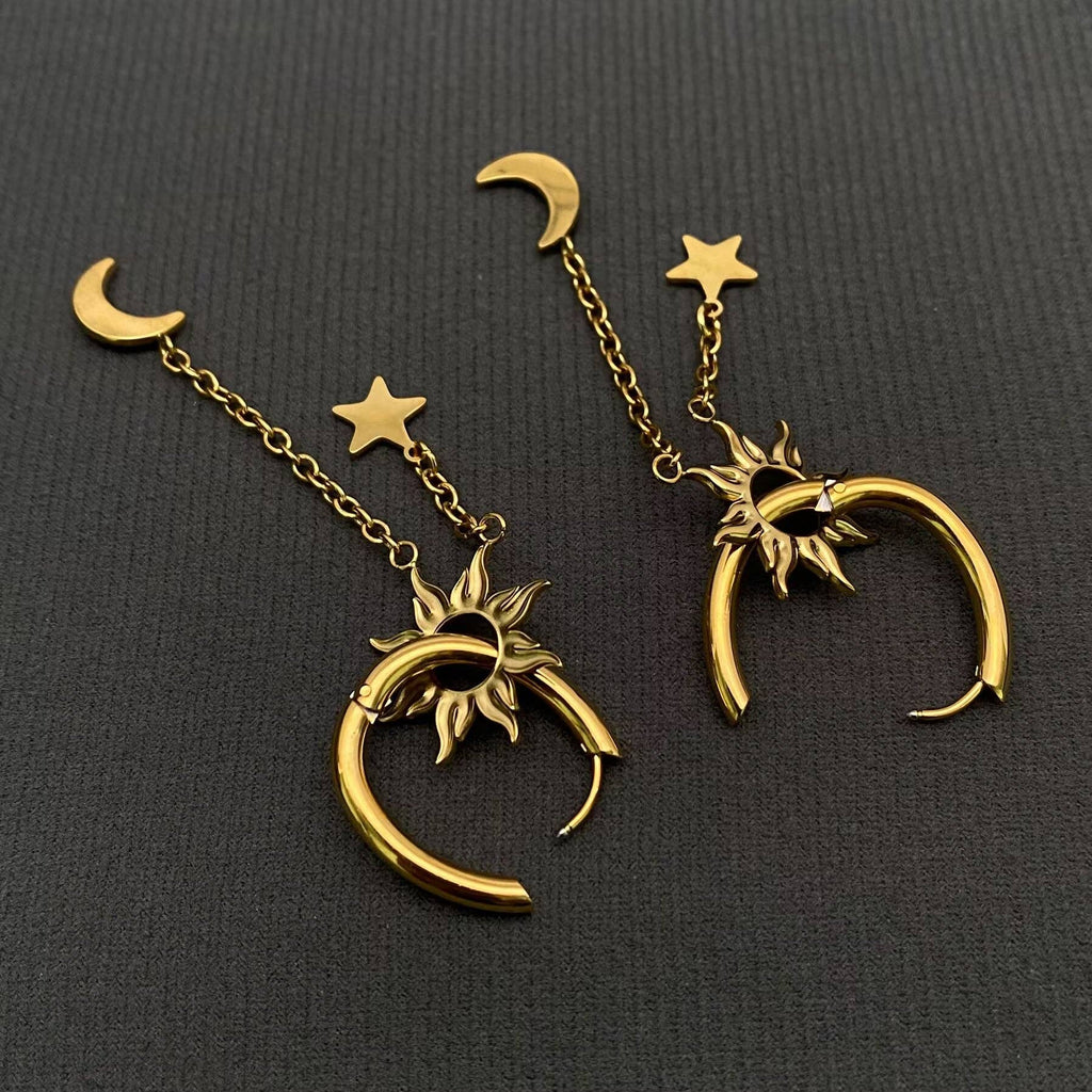 Moon Star Sun Huggie Earrings