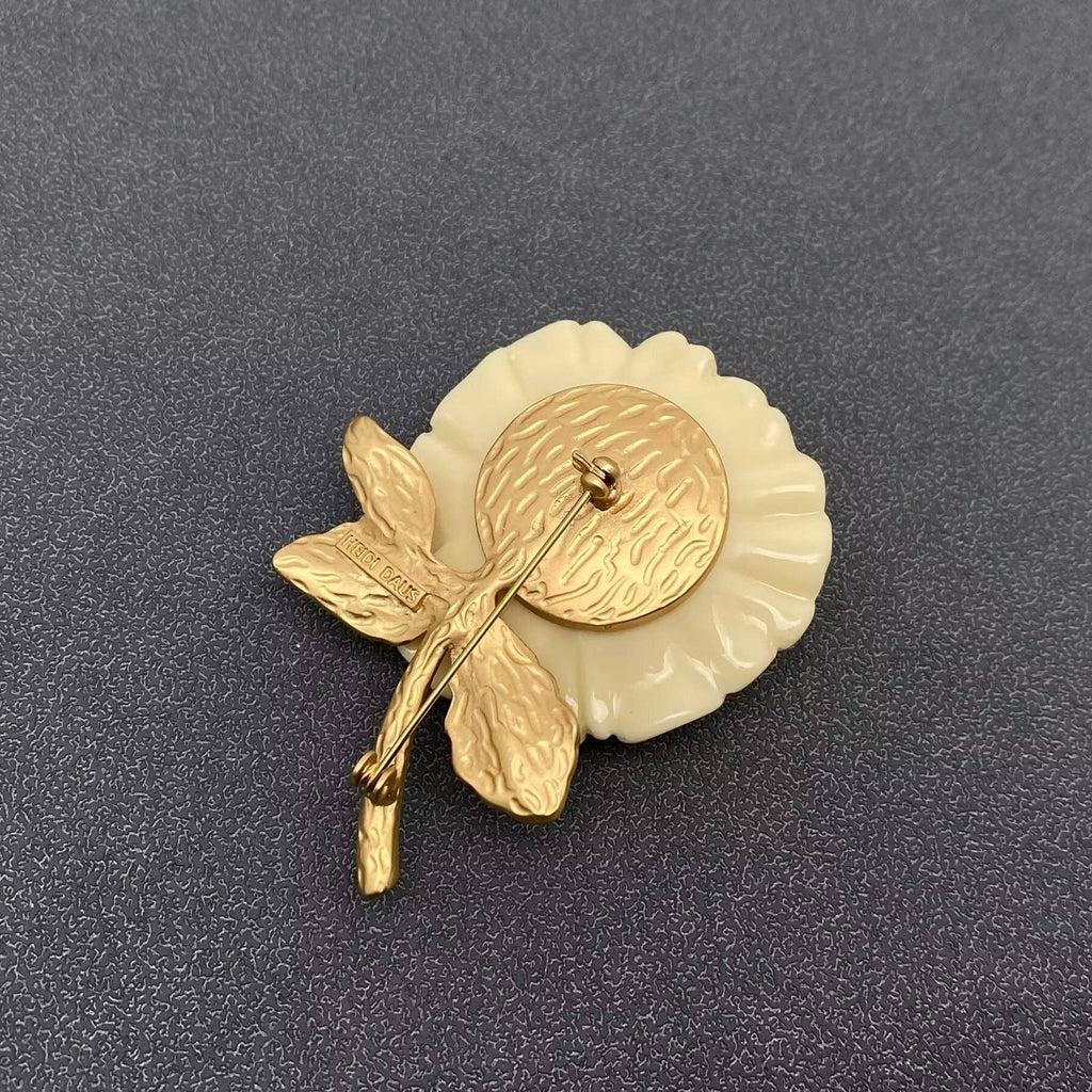 Cream Rose Matte Gold Plated Brooch