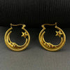Moon Star 18K Gold Plated Hoop Earrings